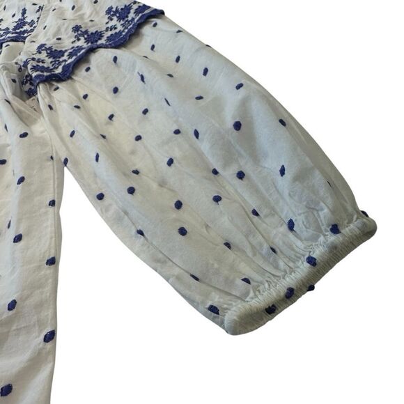 Old Navy Embroidered Swiss Dot Summer Casual Pop Over Blouse, Large - Picture 7 of 10